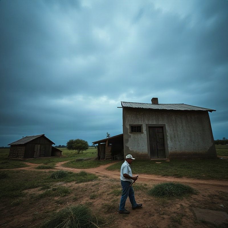 Trabajadores rurales del interior uruguayo al amanecer